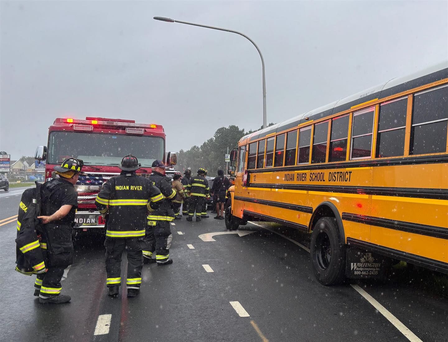 School bus crash slows traffic on John J. Williams Hwy